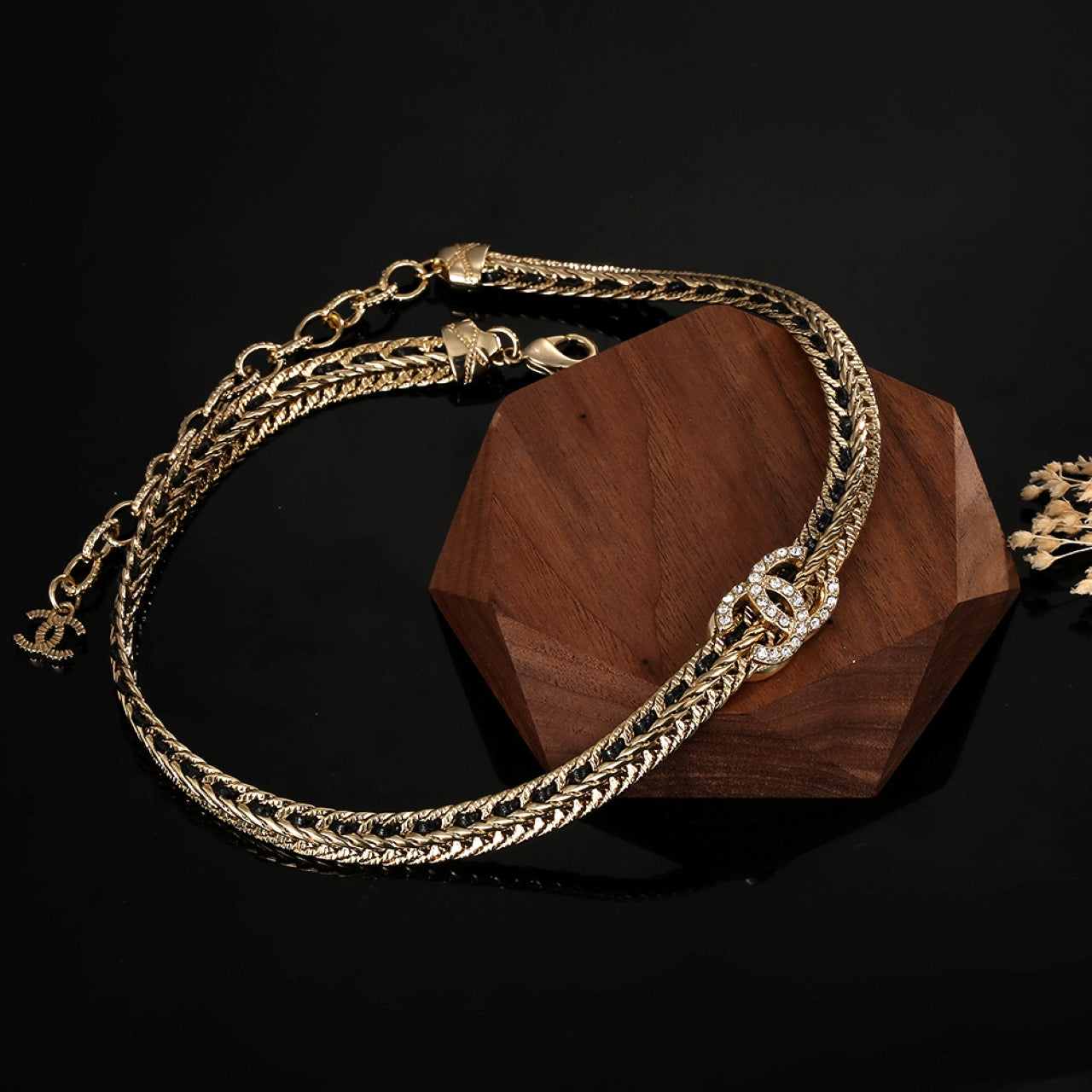 18K CC Strass Chain Choker Necklace