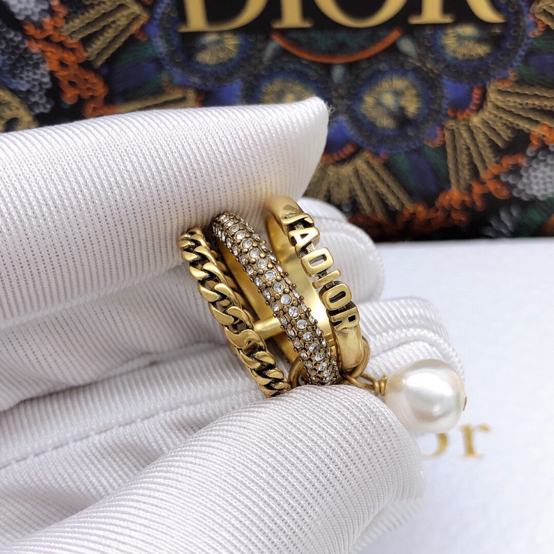 18K CD Pearl & Crystal J'Adior Rings