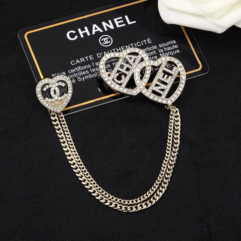 CC Triple Heart Chain Brooch