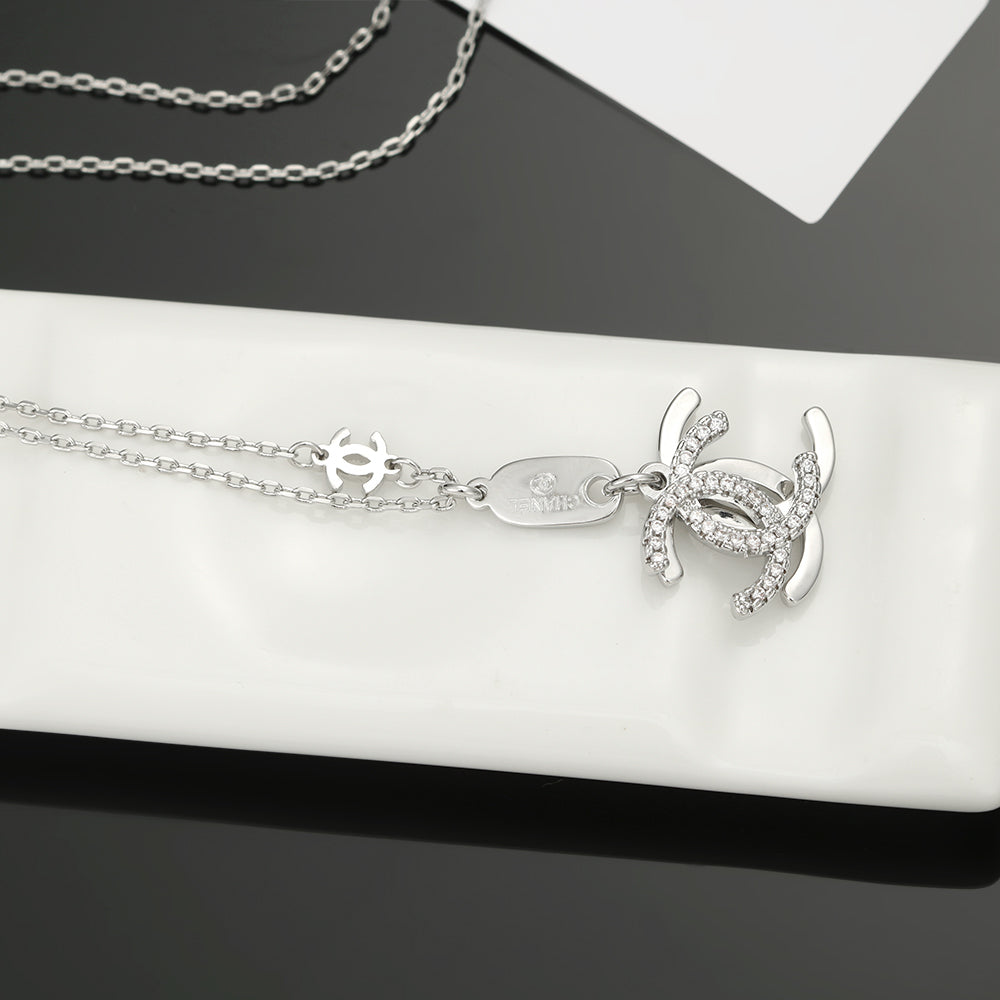 18K CC Diamond Long Necklace