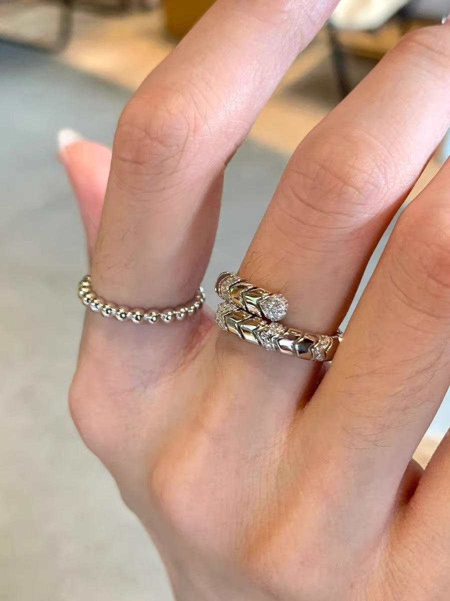 18K BV Serpenti Viper Pave Diamond Ring