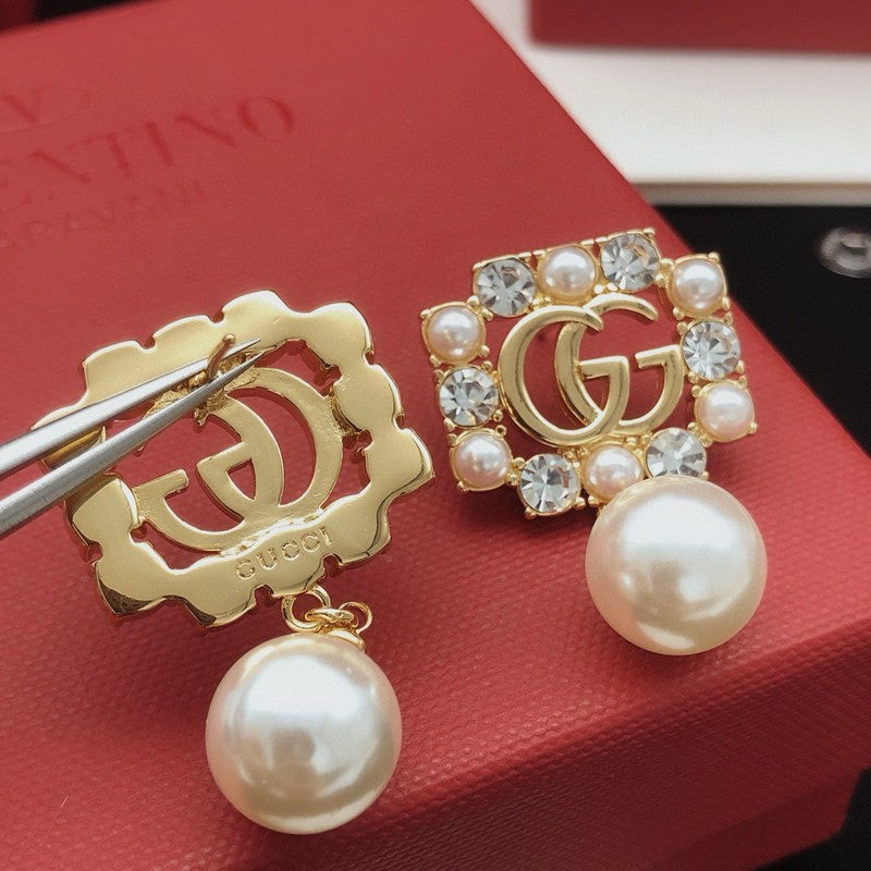 GG Crystal Pearl Drop Earrings