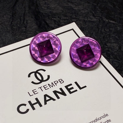 18K Vintage CC Purple Earrings