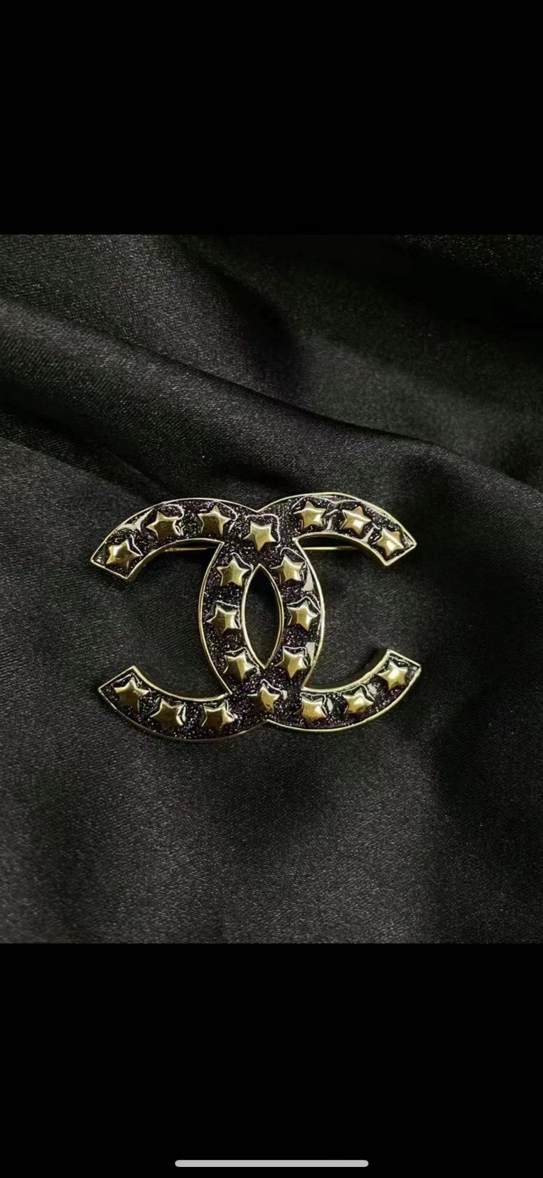 18K CC Black Star Brooch