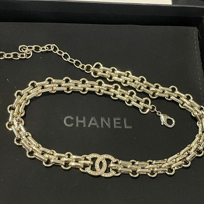 18K CC Pave Diamond Gold Necklace