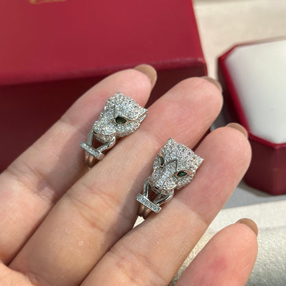 Boucles D'oreilles Panthère De Diamants 18 Carats