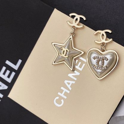 18K CC Heart & Star Earrings