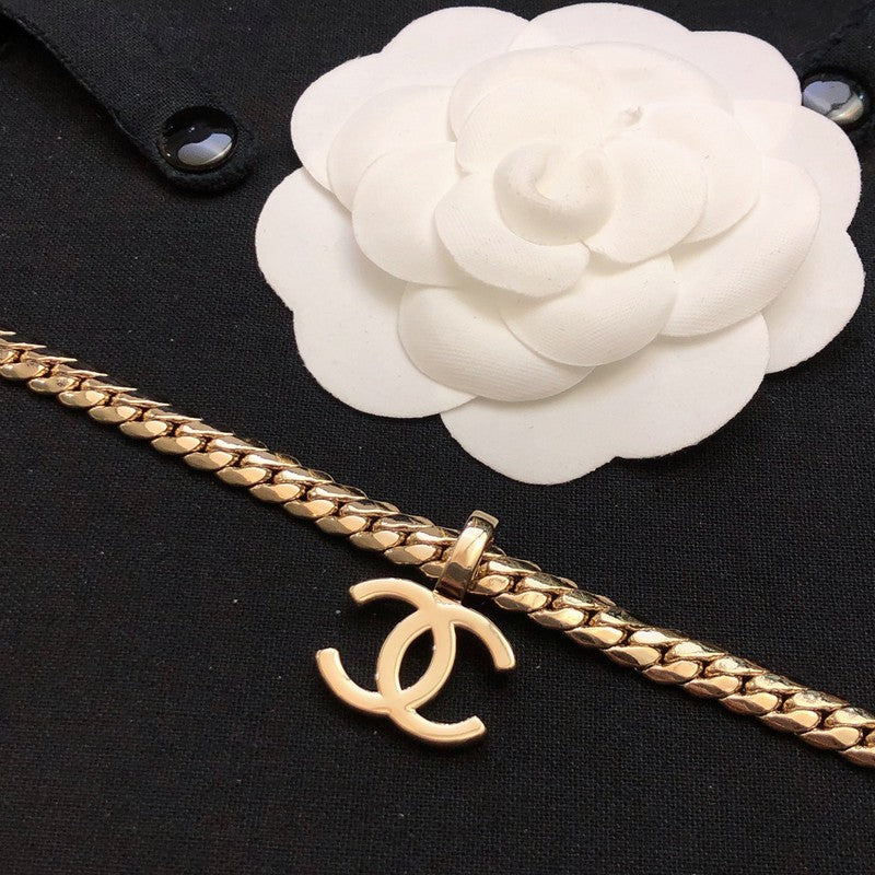 CC Snake Pattern Gold Chain Necklace