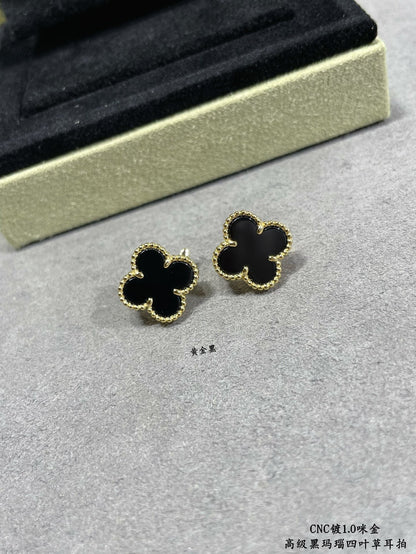 18k Vintage Alhambra Black Earrings