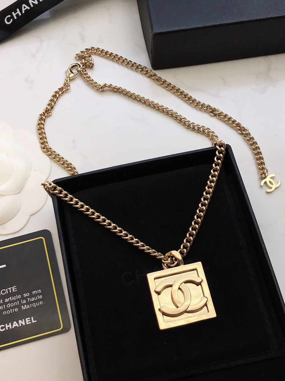 18K CC Square Logo Necklace