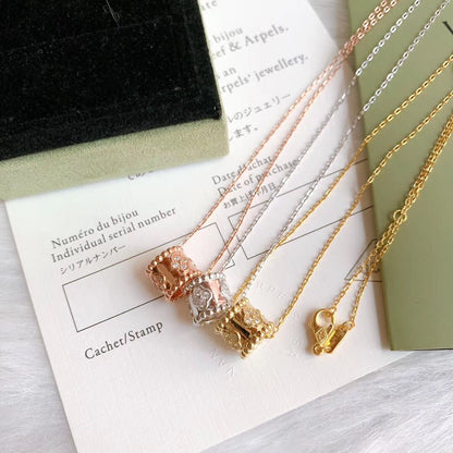 18K Rose Gold Perlée Clovers Pendant Necklace