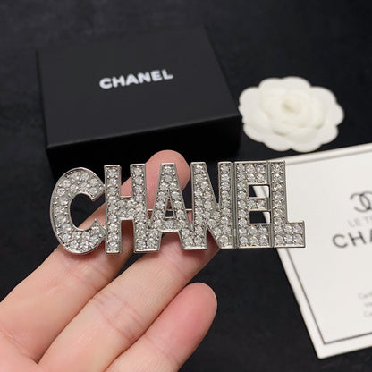 18K CHANEL Crystals Letter Brooch