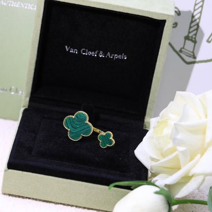 18K Magic Alhambra Malachite Clover Ring