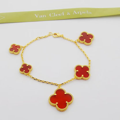 18K Magic Alhambra Five Carnelian Motifs Bracelet