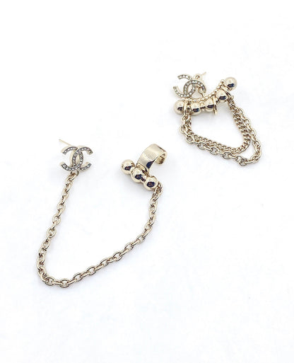 Boucles d'oreilles chaîne CC 18 carats