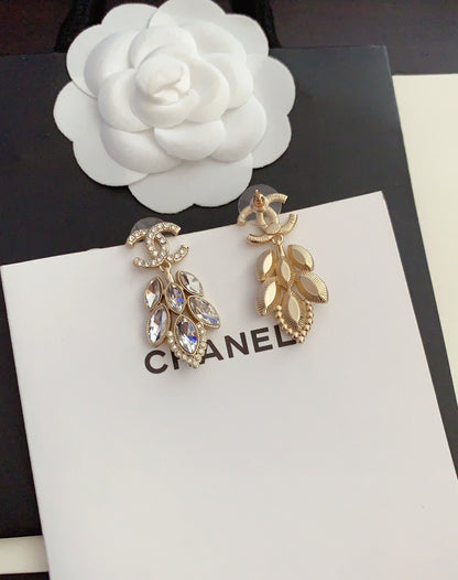 18K CC Crystals Pendant Earrings