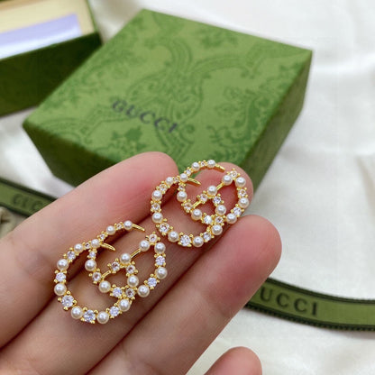 18K Double G Pearls Earrings