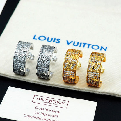 18K Louis Pave Diamond Hoop Earrings