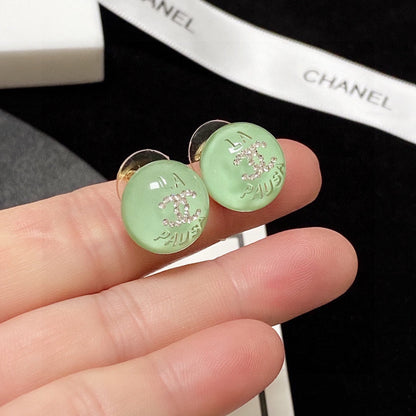 18K CC Green Earrings