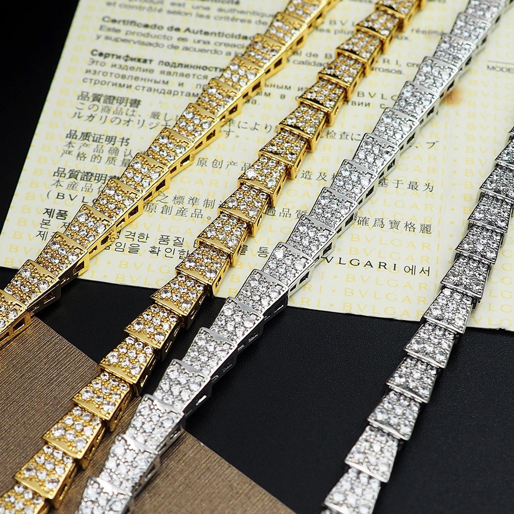 18K BV Serpenti Viper Full Pavé Diamonds Necklace