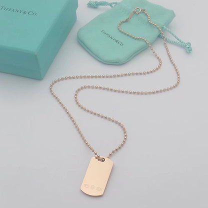 18K T 1837 Makers I.D. Tag Pendant Necklace