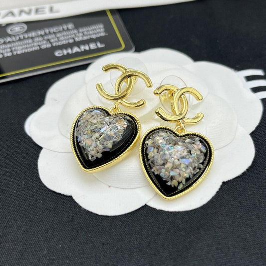 18K CHANEL Multi-Color Crystals Heart Earrings