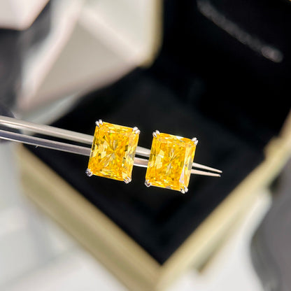 18K T Yellow Crystal Earrings