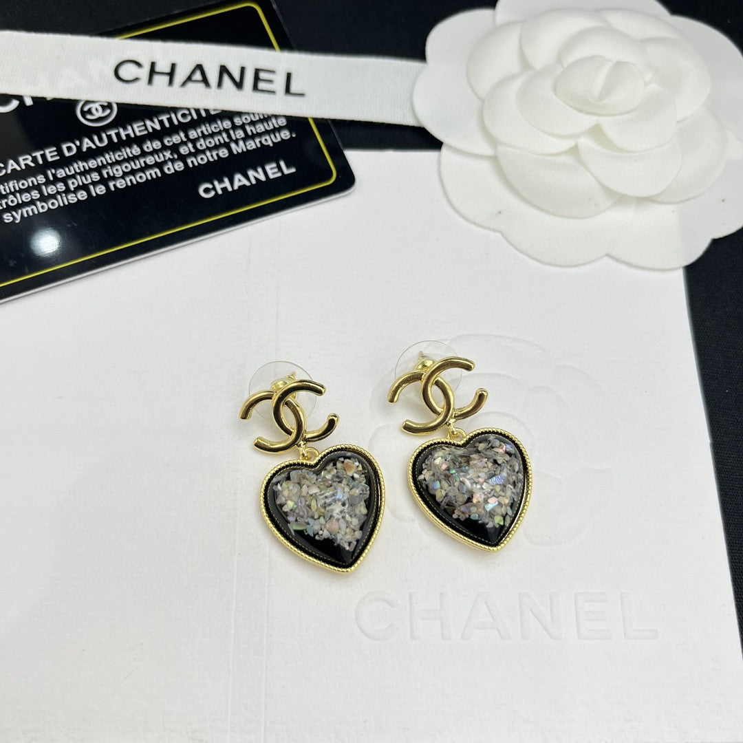 18K CC Multi-Color Crystals Heart Earrings