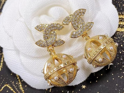 18K CC Ball Drop Earrings