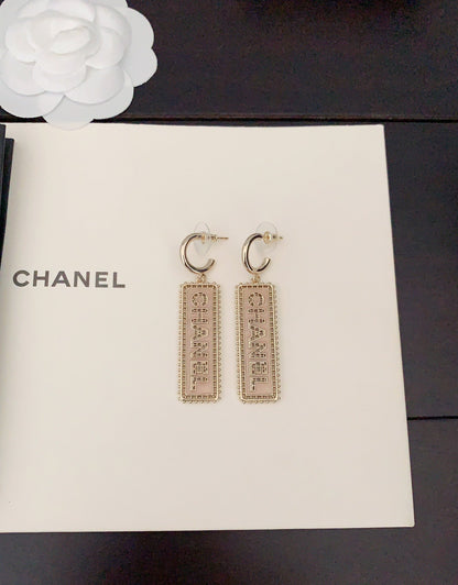 18K CC Typo Drop Earrings