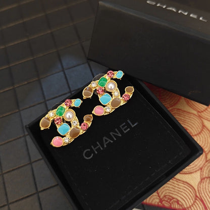 18K CC Multi-Color Crystals Earrings