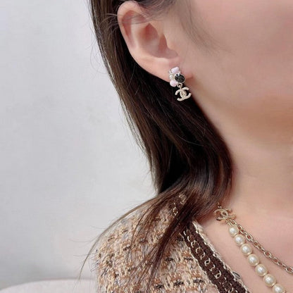 18K CC 25K Black & Pink Gold Earrings
