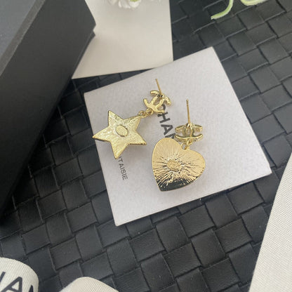 18K CC Heart & Star Earrings