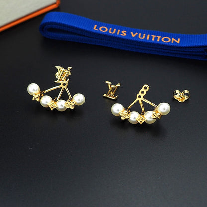 Boucles D'oreilles Perles Monogramme Louis 18 Carats