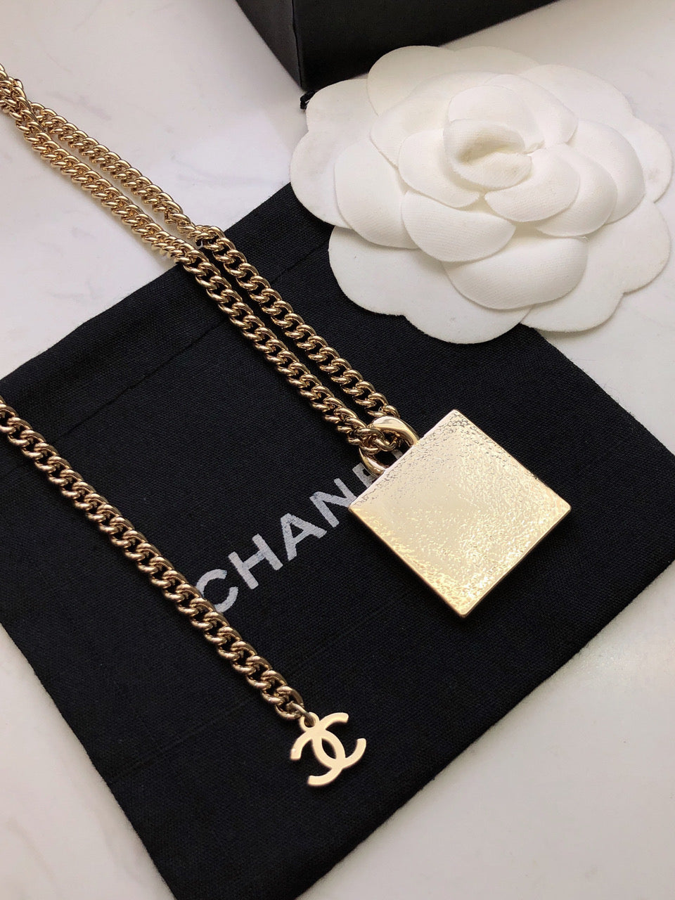 18K CC Square Logo Necklace