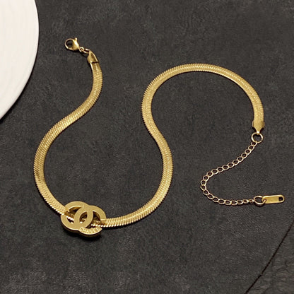 18K CC Gold Chain Choker Necklace