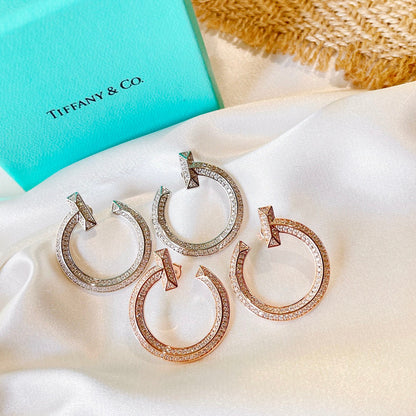 18K T T1 Open Hoop Rose Gold Earrings