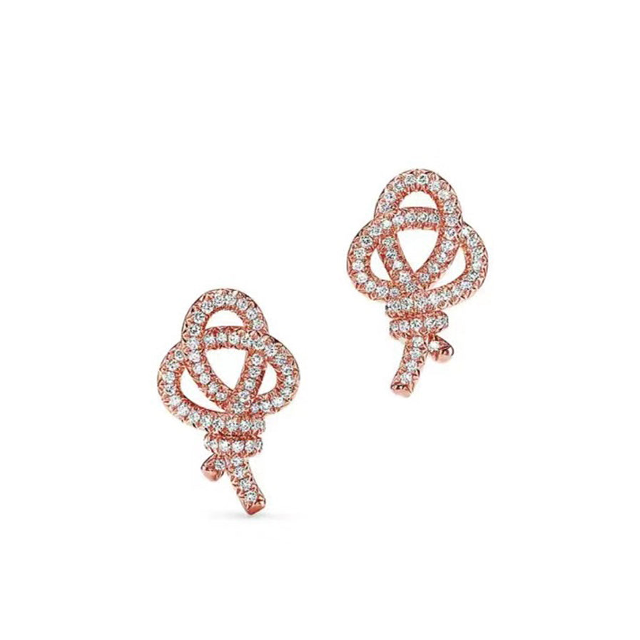 18K Tiffany Keys Woven Diamond Earrings