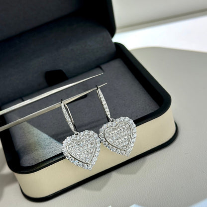 Boucles d'oreilles diamants cœur T 18 carats