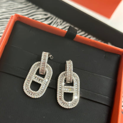 Boucles D'oreilles H Diamants 18 Carats