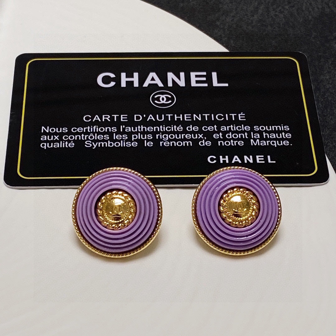 Boucles d'oreilles en résine violette 18 carats CC