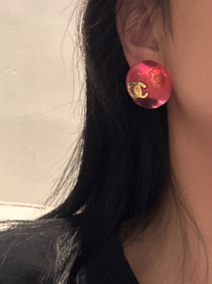 18K CC Pink Crystal Earrings