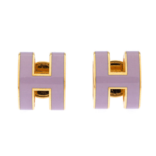 18K Mini Pop H Purple Earrings