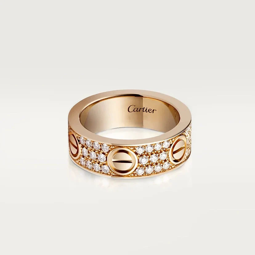 18K Cartier Love Diamond-Paved 6.5mm Ring