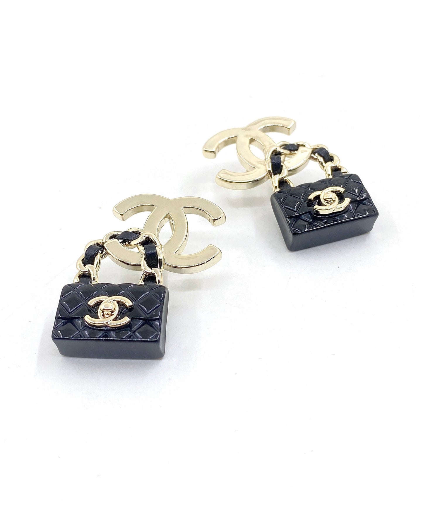 18K CC Bag Drop Earrings