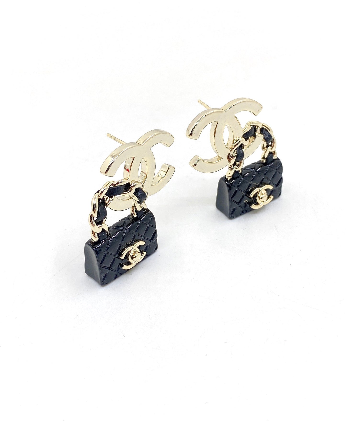 18K CC Bag Drop Earrings