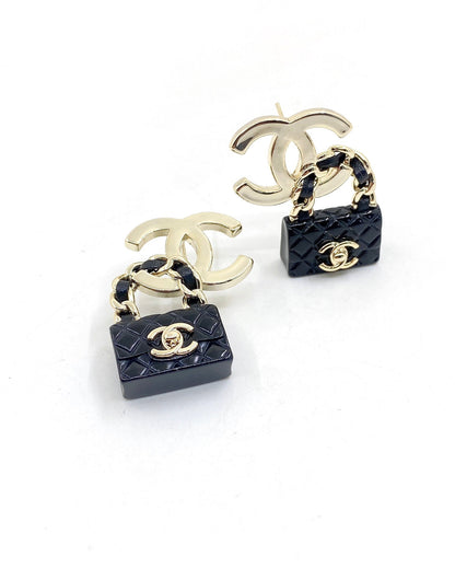 18K CC Bag Drop Earrings