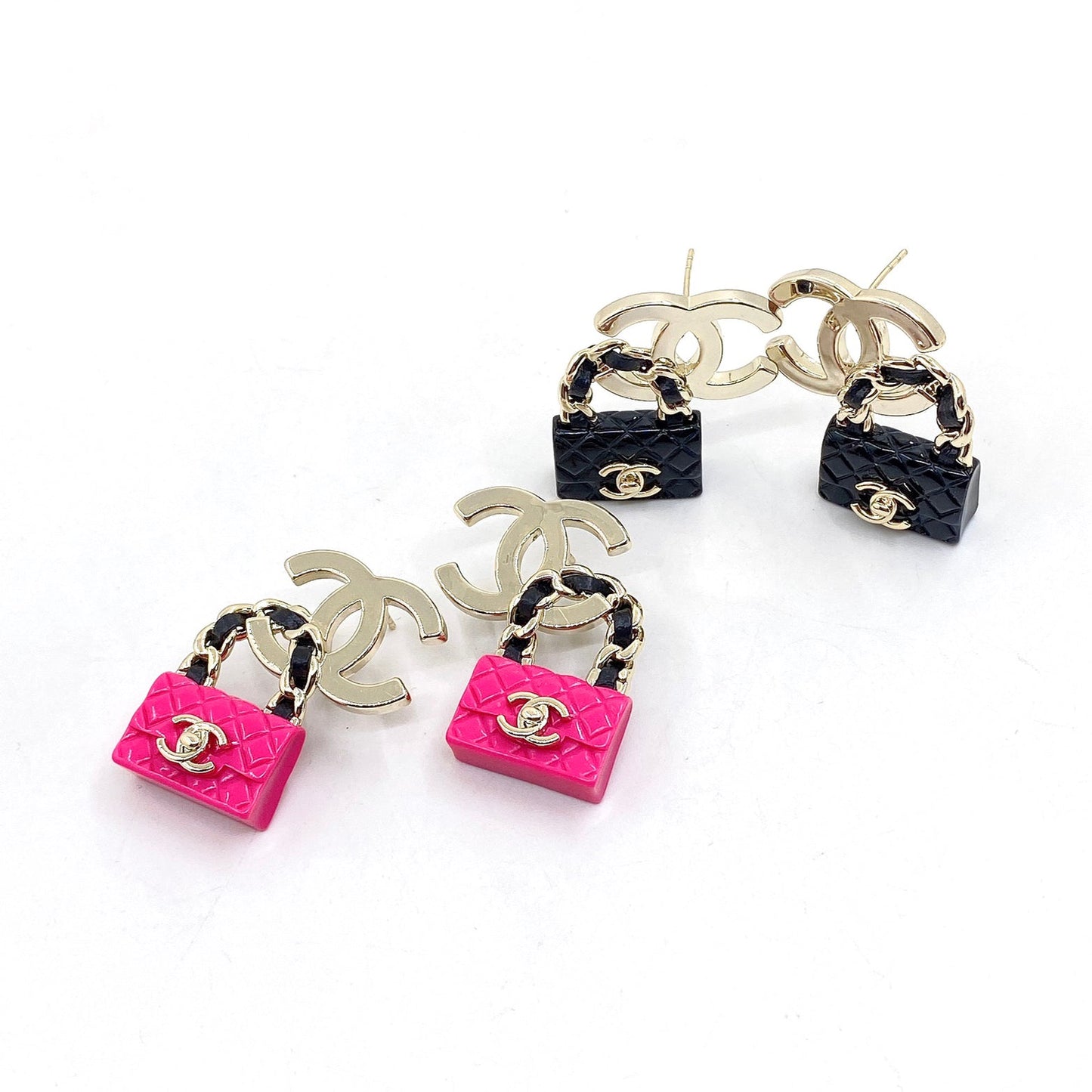 18K CC Bag Drop Earrings